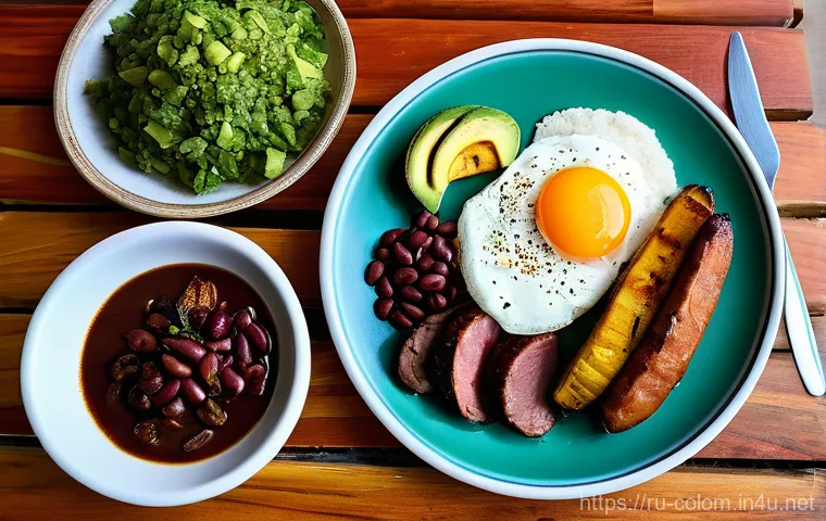콜롬비아 전통음식 소개 - **Colombian Breakfast Delights:** A warm and inviting scene of a traditional Colombian breakfast tab...