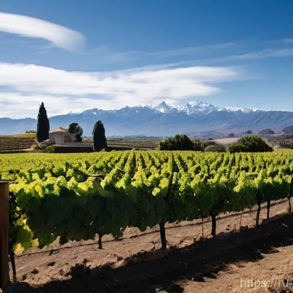 콜롬비아와 칠레 와인 비교 - **Prompt 1: Classic Chilean Vineyard Panorama**
    "A stunning, wide-angle panoramic view of a sun-...