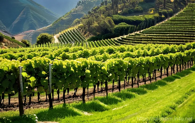 콜롬비아와 칠레 와인 비교 - **Prompt 1: Classic Chilean Vineyard Panorama**
    "A stunning, wide-angle panoramic view of a sun-...