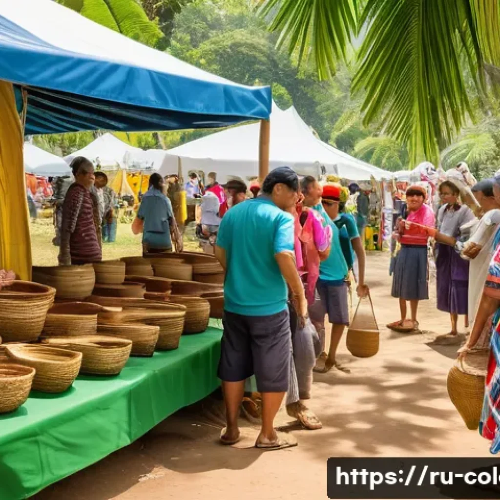 콜롬비아에서 개최되는 국제 행사 - A vibrant outdoor Colombian cultural festival scene featuring families and visitors engaging in trad...