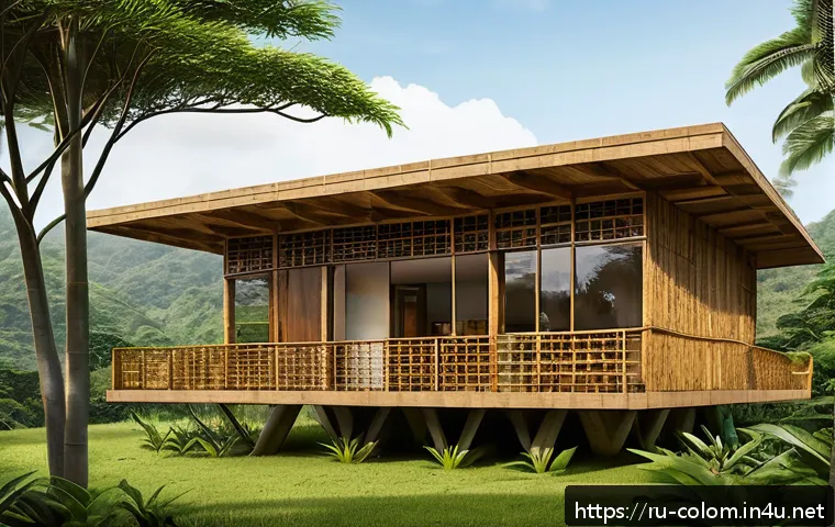 콜롬비아의 현대 건축과 디자인 - A modern Colombian eco-friendly residential building made from bamboo and recycled concrete, blendin...