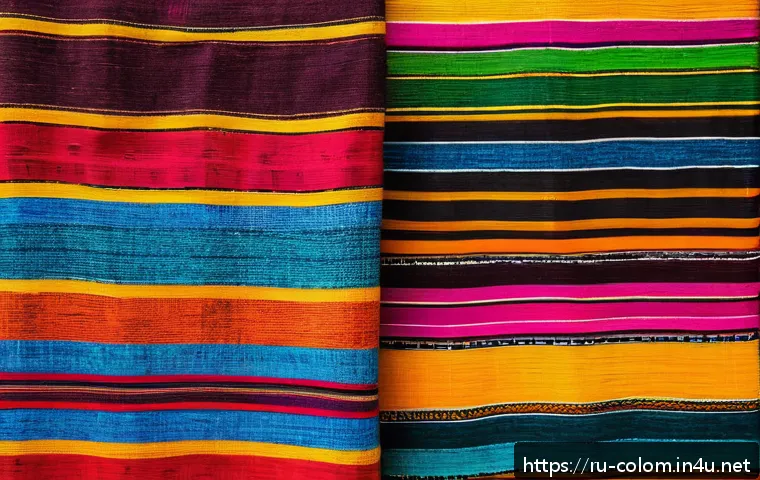 콜롬비아에서 쇼핑할 만한 기념품 - A vibrant traditional Colombian handwoven textile from the Valle del Cauca region, featuring bright ...