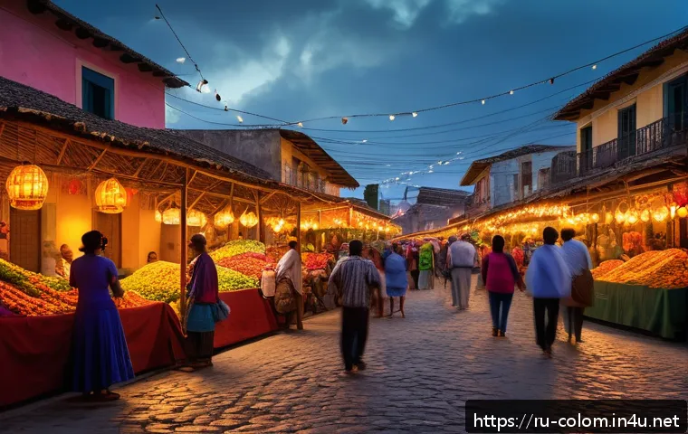 가브리엘 가르시아 마르케스 작품 분석 - A vivid scene inspired by Gabriel García Márquez's magical realism: a bustling Latin American villag...