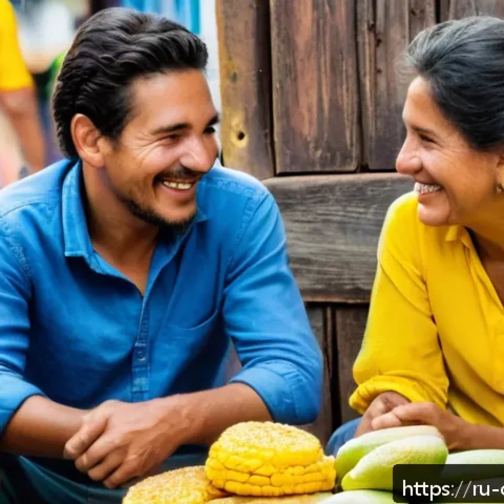 콜롬비아와 멕시코 문화 비교 - A vibrant street market scene in Colombia featuring colorful stalls with fresh tropical fruits, trad...