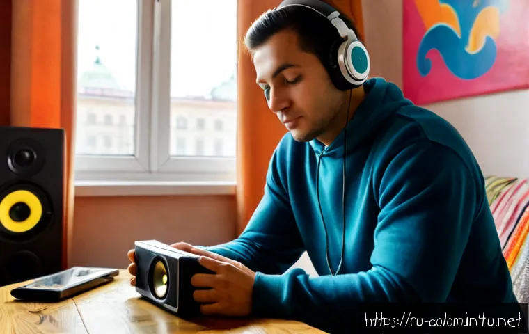 Home 17 콜롬비아에서의 인기 있는 노래와 아티스트 - Photorealistic editorial scene of a Colombian music fan in a cozy Moscow apartment, wearing casual w...